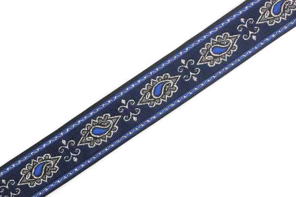 25 mm Royal Blue medieval ribbon (0.98 inches), guitar ribbon, jacquard ribbons, fabric ribbon, vintage ribbon, costume ribbon, 25907