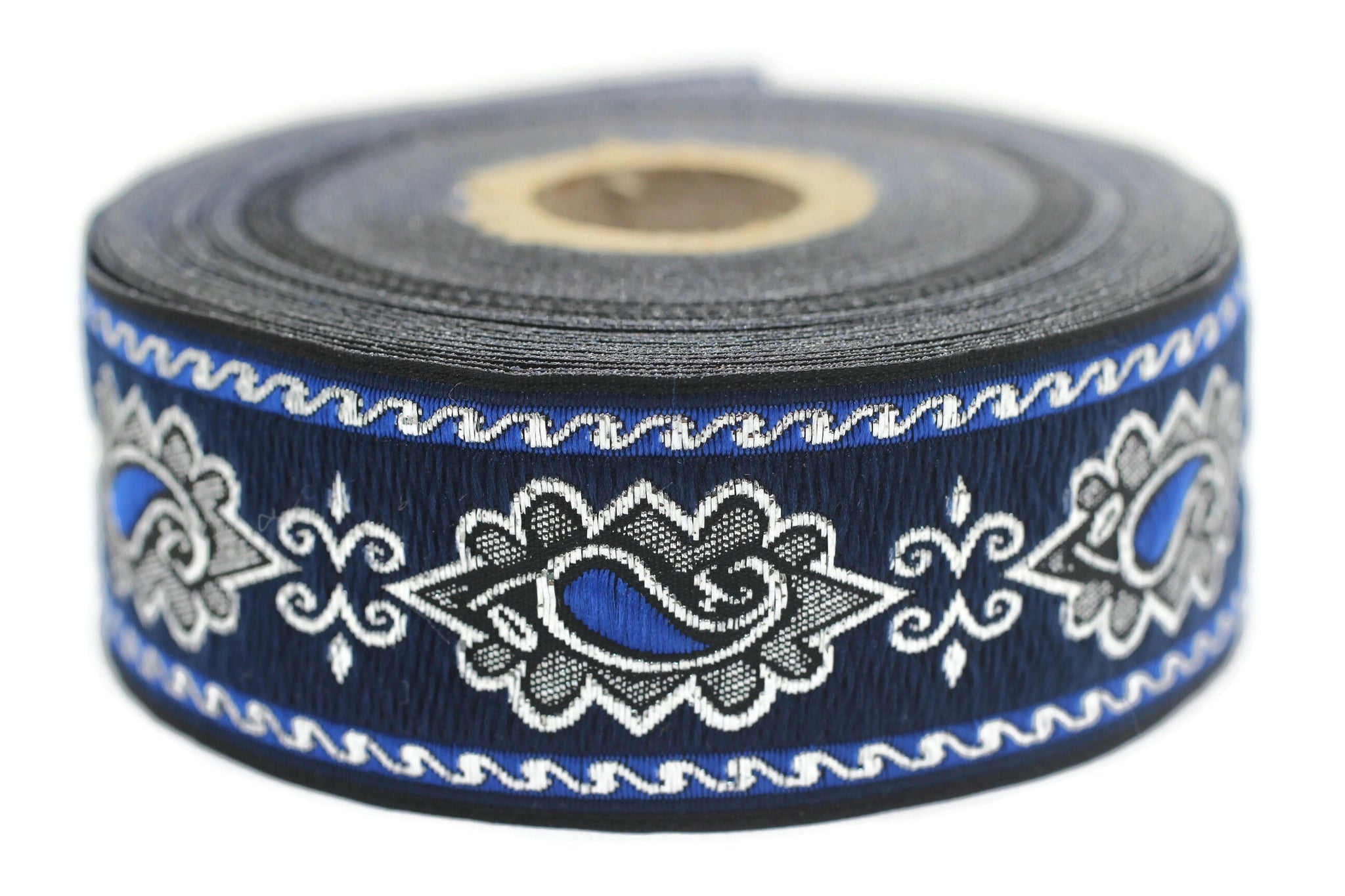 35 mm Royal Blue medieval ribbon (1.37 inches), renaissance trim, otantic ribbon, jacquard ribbons, fabric ribbon, vintage trim, 35907