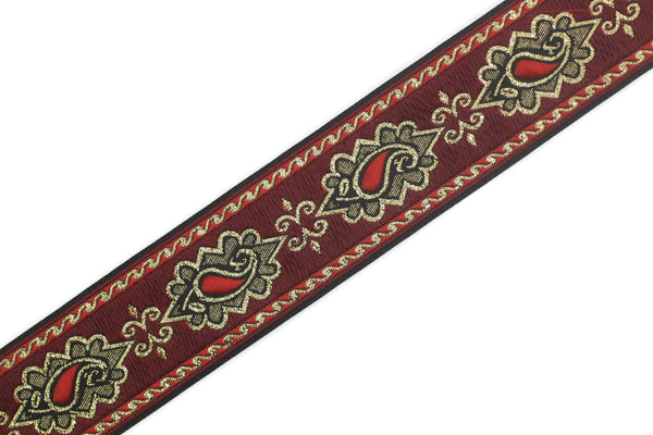 35 mm Red medieval Motive ribbon (1.37 inches), renaissance trim, otantic ribbon, jacquard ribbons, fabric ribbon, vintage trim, 35907