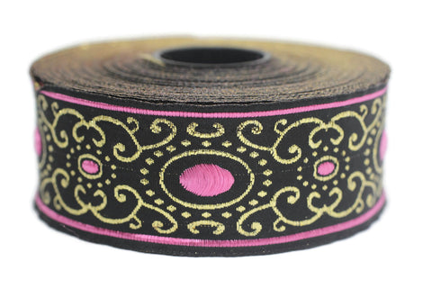 SALE 10.9 Yards 35 mm pink authentic Jacquard ribbon (1.37 inches), woven ribbon, authentic ribbon, Sewing, Scroll Jacquard trim, 35805