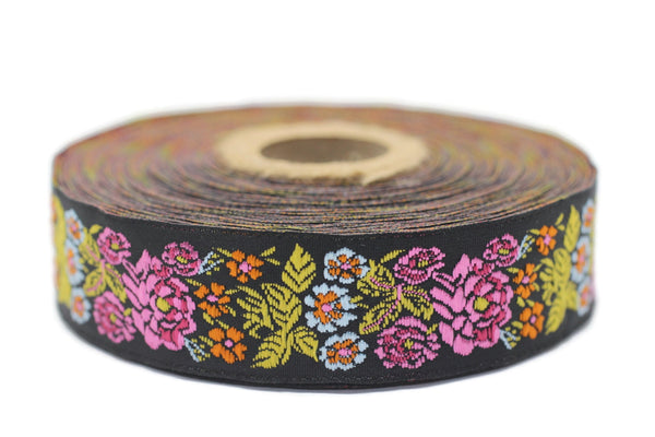 22 mm colorful Floral Embroidered ribbon (0.86 inches), Vintage Jacquard, Floral ribbon, Sewing trim, Jacquard trim, Jacquard ribbon, 22097