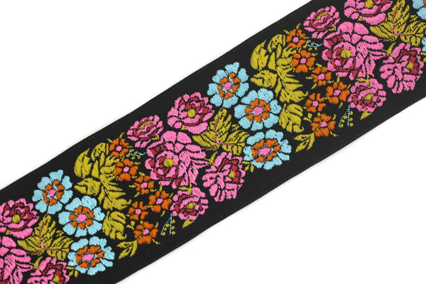 50 mm colorful Floral Embroidered ribbon (1.96 inches, Vintage Ribbon, Floral ribbon, Sewing trim, Jacquard trim, Jacquard ribbon, 50097