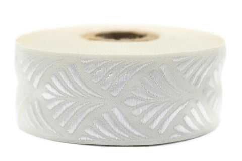 35 mm White Beige Seashell 1.37 (inch) | SeaShell Ribbon | Seashell Decor | Jacquard Ribbon | 35mm Wide | 35273