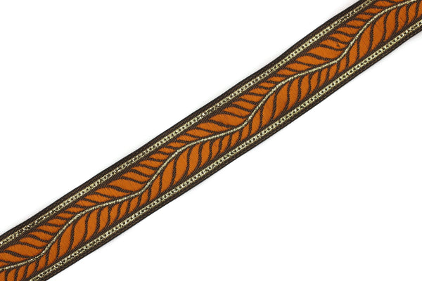 22 mm Orange Feather Ribbon, 0.86 inches, jacquard ribbon, jacquard trim, Dog Collar Ribbon, ribbon trim, vintage trim, ribbons, 22132