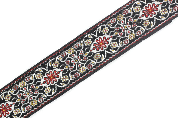 35 mm black&red yuzen jacquard ribbon (1.37 inches), jacquard trim, otantic ribbon,  jacquard ribbons, fabric ribbon, vintage trim, 35939
