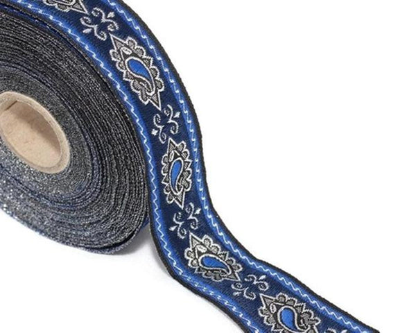 25 mm Royal Blue medieval ribbon (0.98 inches), guitar ribbon, jacquard ribbons, fabric ribbon, vintage ribbon, costume ribbon, 25907