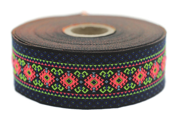 35 mm Colorfull Mosaic Motif Jacquard Ribbon (1.37 inches), Vintage Jacquard, Sewing Trim, Huge Trim , Large ribbon, jacquard ribbon, 35997