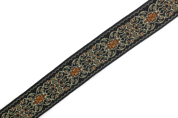 25 mm Black&Orange Jacquard ribbon 0.98 inches, Decorative Craft Ribbon, Sewing, Jacquard ribbons, Trim, woven ribbons, collar supply, 25939