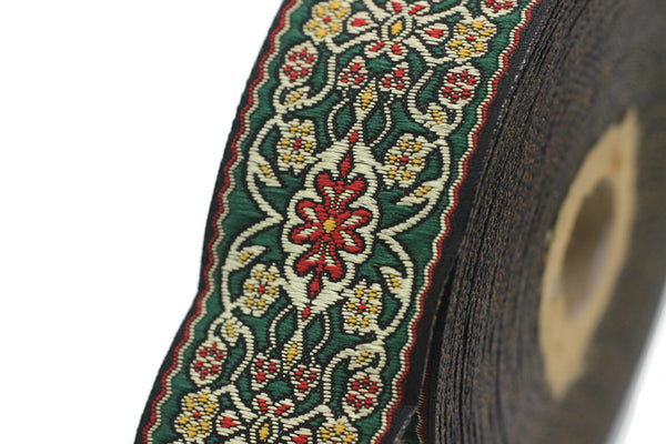 35 mm Red&Green Anatolian jacquard ribbon (1.37 inches), jacquard trim, jacquard ribbons, fabric ribbon, vintage trim, 35939