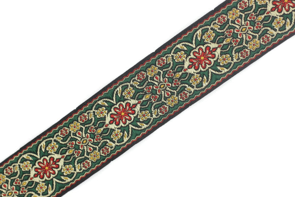 35 mm Red&Green Anatolian jacquard ribbon (1.37 inches), jacquard trim, jacquard ribbons, fabric ribbon, vintage trim, 35939