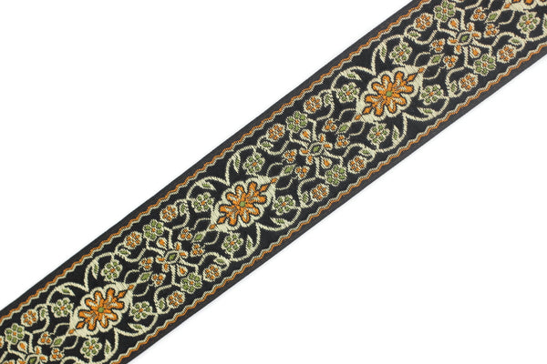 35 mm Black&Orange jacquard ribbon (1.37 inches), jacquard trim, otantic ribbon, jacquard ribbons, fabric ribbon, vintage trim, 35939