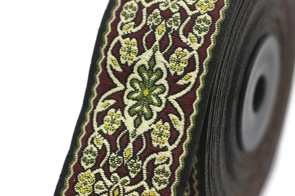 35 mm Yellow&Green Anatolian jacquard ribbon (1.37 inches), jacquard trim, jacquard ribbons, fabric ribbon, vintage trim, 35939