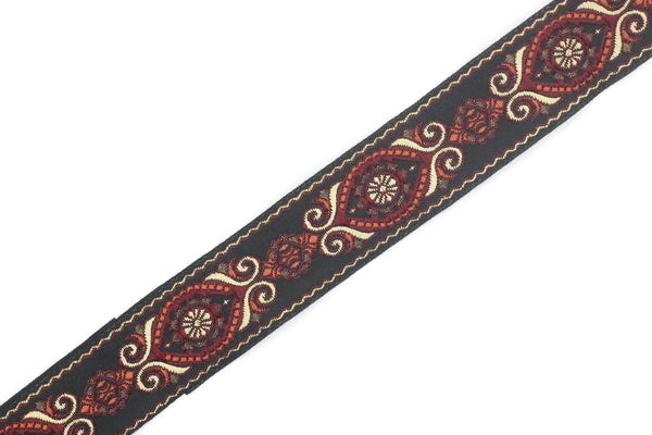 25 mm Red&Black Jacquard trims (0.98 inches), jacquard ribbons, Decorative Craft Ribbon, Sewing trim, woven trim, Vintage ribbon, 25950