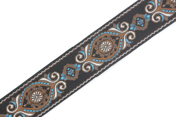 35 mm Blue&Brown Jacquard ribbon (1.37 inches), jacquard ribbon, Decorative Craft Ribbon, Sewing trim, woven trim, embroidered ribbon, 35950