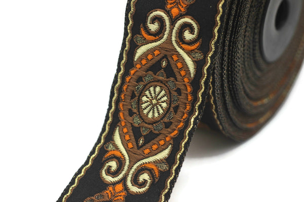 35 mm Brown&Black Jacquard trims (1.37 inches), Jacquard Ribbons, Decorative Craft Ribbon, Sewing trim, woven trim, Jacquard ribbon, 35950