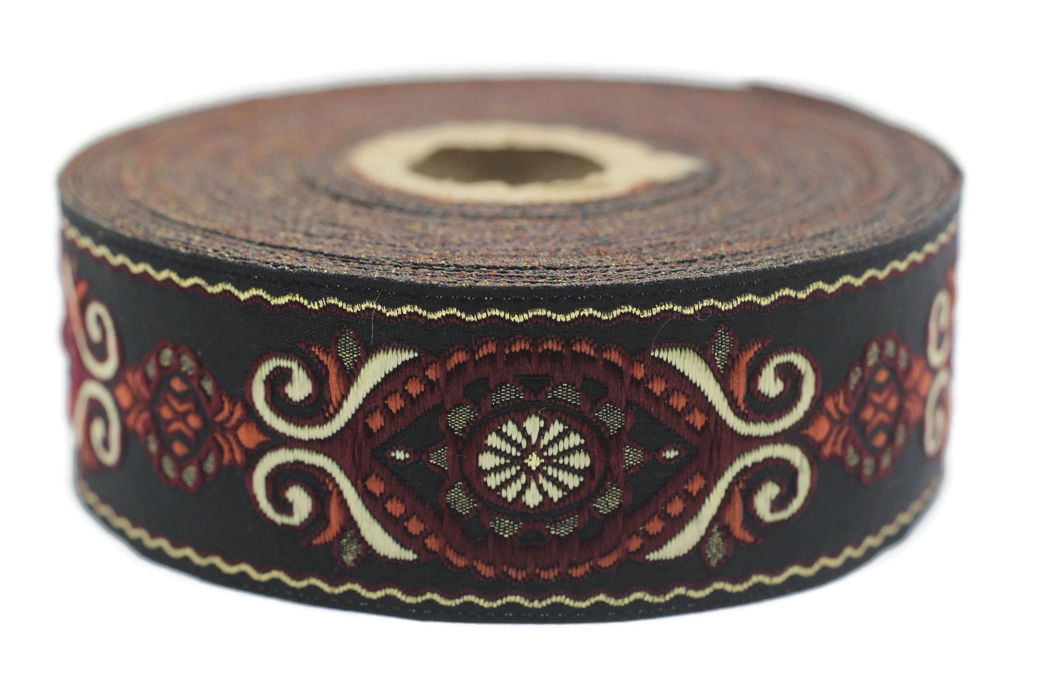 35 mm Red&Black Jacquard trims (1.37 inches), Jacquard Ribbons, Decorative Craft Ribbon, Sewing trim, woven trim, Vintage ribbon, 35950