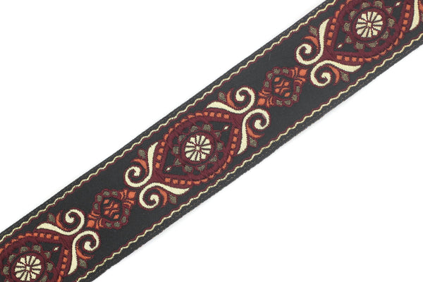35 mm Red&Black Jacquard trims (1.37 inches), Jacquard Ribbons, Decorative Craft Ribbon, Sewing trim, woven trim, Vintage ribbon, 35950