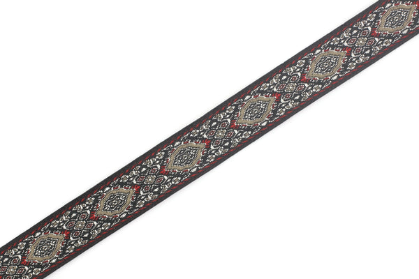 18 mm Red Medieval Motive Woven Border (0.70 inches), jacquard ribbon, Embroidered ribbon, Sewing trim, Scroll Jacquard trim, 18589