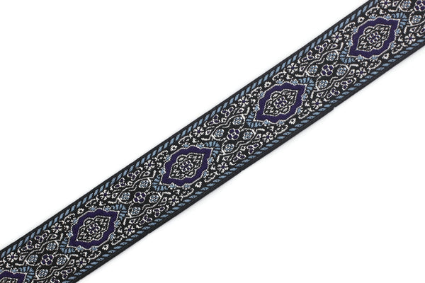 25 mm purple Medieval Motive Woven Border (0.98 inches), jacquard ribbon, Embroidered ribbon, Sewing trim, Scroll Jacquard trim, 25589