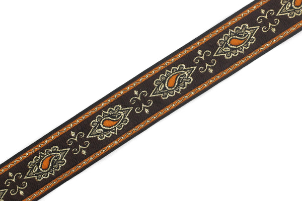 25 mm Orange medieval Motive ribbon (0.98 inches), renaissance trim, otantic ribbon, jacquard ribbons, fabric ribbon, vintage trim, 25907