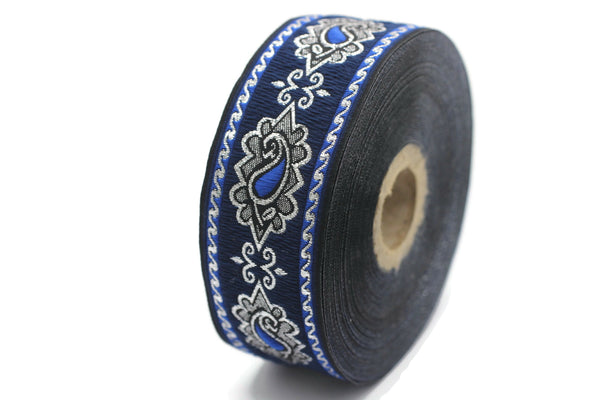35 mm Royal Blue medieval ribbon (1.37 inches), renaissance trim, otantic ribbon, jacquard ribbons, fabric ribbon, vintage trim, 35907