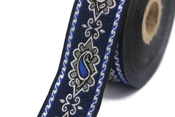 35 mm Royal Blue medieval ribbon (1.37 inches), renaissance trim, otantic ribbon, jacquard ribbons, fabric ribbon, vintage trim, 35907