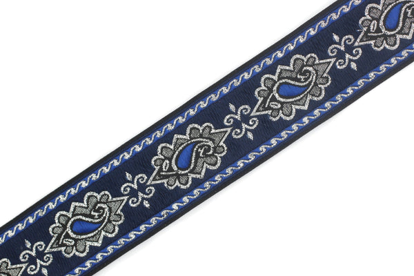 35 mm Royal Blue medieval ribbon (1.37 inches), renaissance trim, otantic ribbon, jacquard ribbons, fabric ribbon, vintage trim, 35907