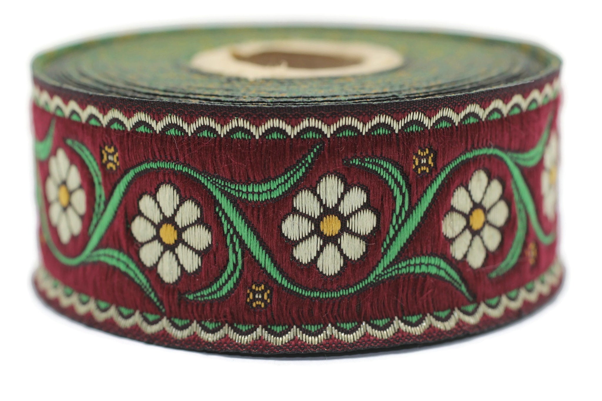 35 mm colorful Floral Embroidered ribbon (1.37 inches, Vintage Jacquard, Floral ribbon, Floral trim, woven jacquard, jacquard ribbons, 35938