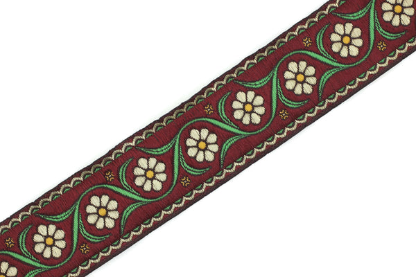 35 mm colorful Floral Embroidered ribbon (1.37 inches, Vintage Jacquard, Floral ribbon, Floral trim, woven jacquard, jacquard ribbons, 35938
