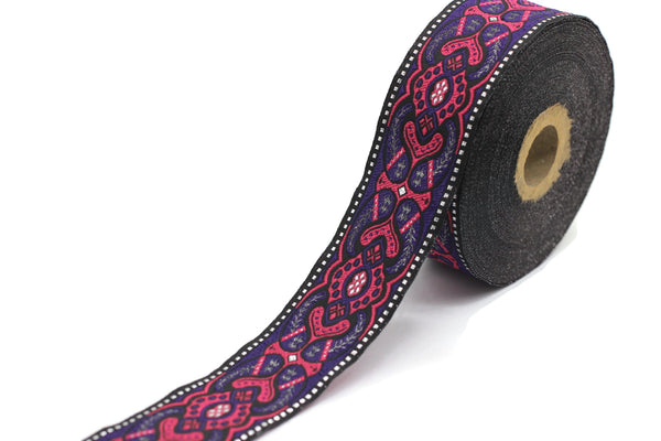 35 mm Mystic Purple jacquard Ribbons (1.37 inches) Sewing Crafts, ribbon trim, jacquard trim, craft supplies, collar supply, trim, 35808