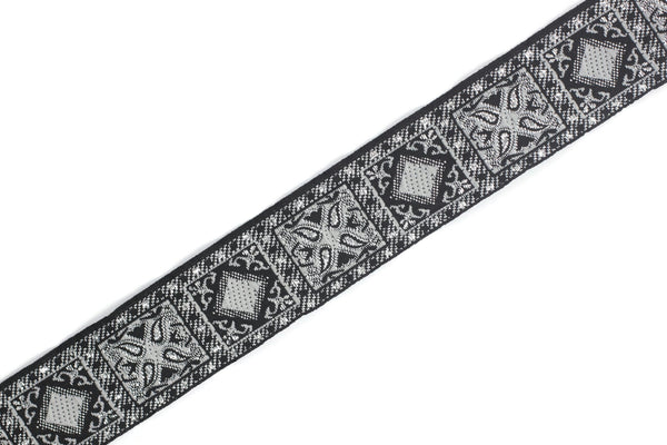 25 mm Grey Geometric Jacquard trim (0.98 inches), vintage Ribbon, Decorative Craft Ribbon, Sewing, Jacquard ribbon, Trim, 25587