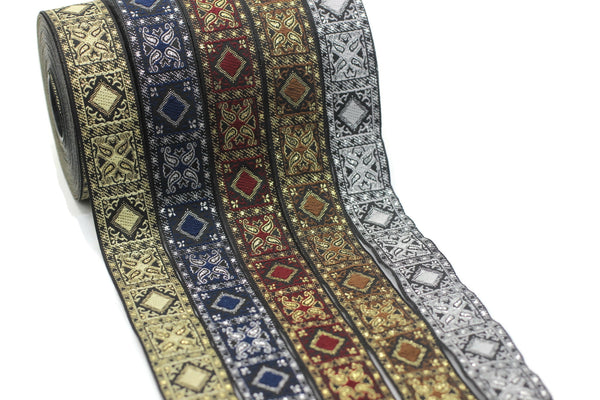 25 mm Grey Geometric Jacquard trim (0.98 inches), vintage Ribbon, Decorative Craft Ribbon, Sewing, Jacquard ribbon, Trim, 25587