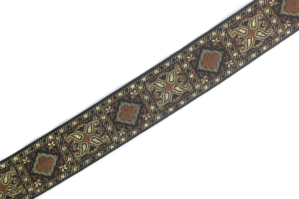 25 mm Brown Geometric Jacquard trim (0.98 inches), vintage Ribbon, Decorative Craft Ribbon, Sewing, Jacquard ribbon, Trim, 25587