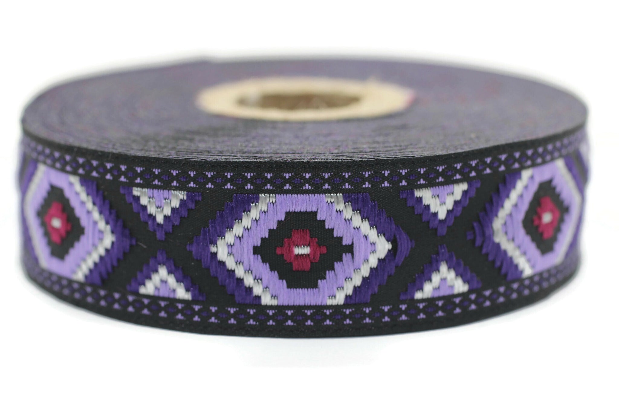 25 mm Purple Jacquard trim (0.98 inches), vintage Ribbon, Decorative Craft Ribbon, Sewing Trim, Jacquard ribbon, 25952