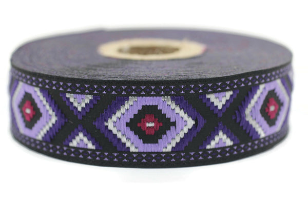 25 mm Purple Jacquard trim (0.98 inches), vintage Ribbon, Decorative Craft Ribbon, Sewing Trim, Jacquard ribbon, 25952