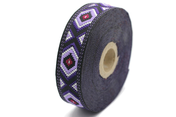 25 mm Purple Jacquard trim (0.98 inches), vintage Ribbon, Decorative Craft Ribbon, Sewing Trim, Jacquard ribbon, 25952
