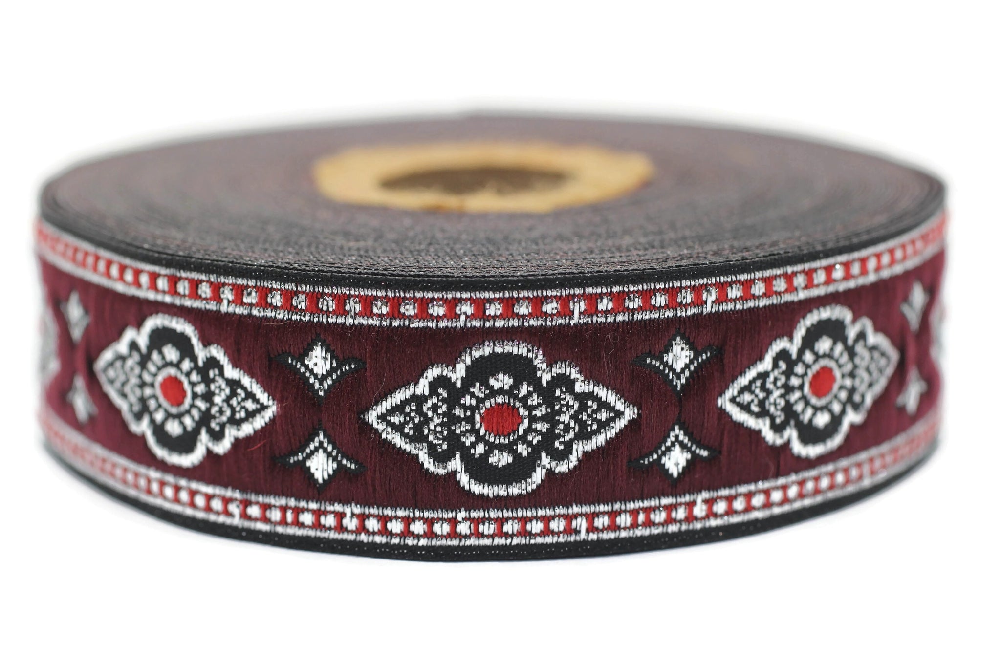 25 mm Red Renaissance Motive ribbon (0.98 inches), european ribbon, dog colar ribbons, Sewing, Jacquard ribbon, Trim, 25905