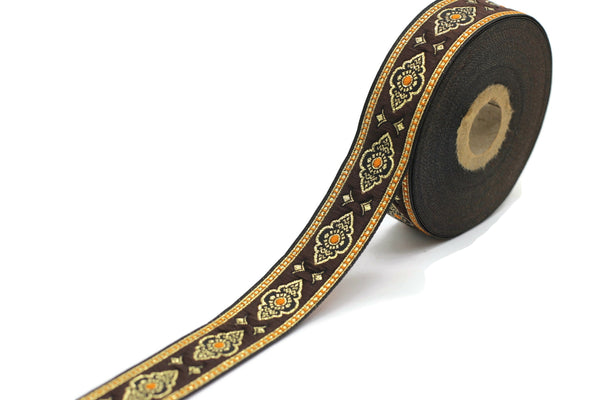 25 mm Orange Renaissance Motive ribbon (0.98 inches), european ribbon, dog colar ribbons, Sewing, Jacquard ribbon, Trim, 25905