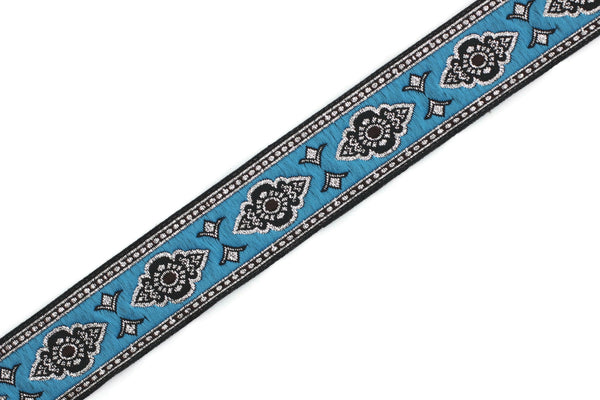 25 mm Sky Blue Renaissance Motive ribbon (0.98 inches), european ribbon, dog colar ribbons, Sewing, Jacquard ribbon, Trim, 25905