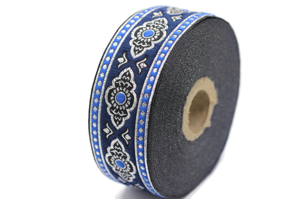 35 mm Blue Renaissance Motive ribbon (1.37 inches), european ribbon, dog colar ribbons, Sewing, Jacquard ribbon Trim, 35905