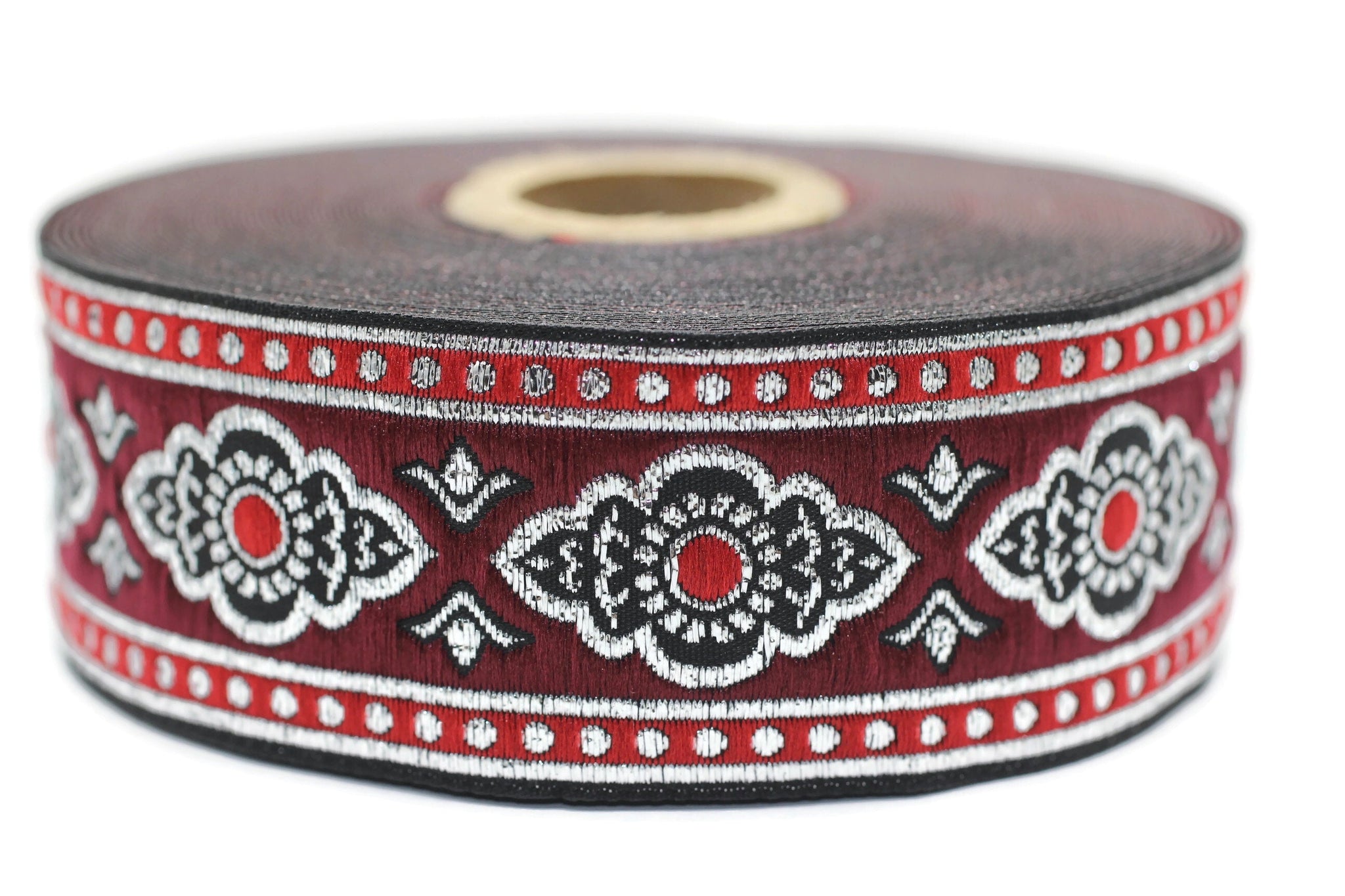 35 mm Red Renaissance Motive ribbon (1.37 inches), european ribbon, dog colar ribbons, Sewing, Jacquard ribbon, Trim, 35905