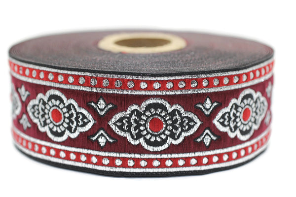 35 mm Red Renaissance Motive ribbon (1.37 inches), european ribbon, dog colar ribbons, Sewing, Jacquard ribbon, Trim, 35905