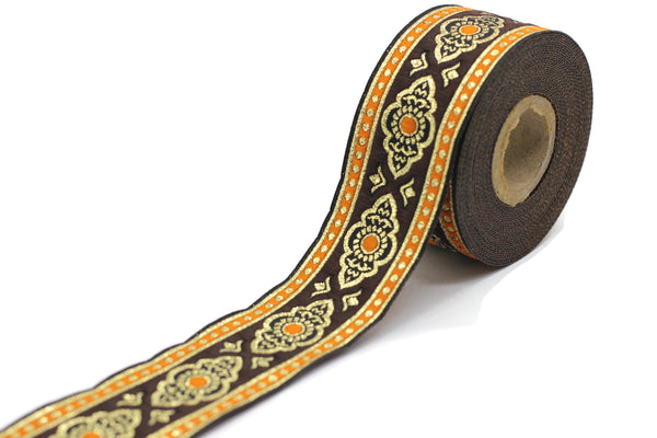 35 mm Orange Renaissance Motive ribbon (1.37 inches), european ribbon, dog colar ribbons, Sewing, Jacquard ribbon, Trim, 35905