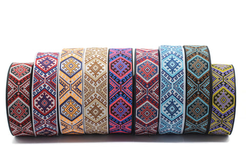 25mm Colorful embroidered ribbon, Jacquard ribbon, 0.98c, Decorative ribbon, Craft Ribbon, Jacquard trim, costume ribbon, sewing trim, 25708