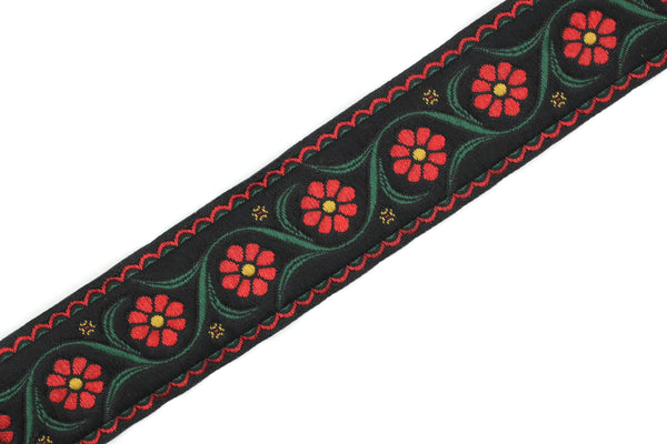35 mm Red Floral Embroidered ribbon (1.37 inches), Vintage Jacquard, Floral ribbon, Floral trim, woven jacquard, jacquard ribbons, 35938
