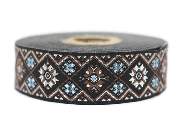 25 mm Colorfull Geometric Ribbon (0.98 inches), Geometric trim, jacquard trim, craft supplies, vintage trim, jacquard ribbon, 25975