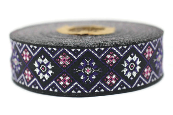 25 mm Colorfull Geometric Ribbon (0.98 inches), Geometric trim, jacquard trim, craft supplies, vintage trim, jacquard ribbon, 25975