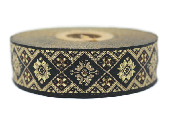 25 mm Colorfull Geometric Ribbon (0.98 inches), Geometric trim, jacquard trim, craft supplies, vintage trim, jacquard ribbon, 25975