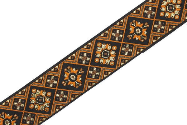 35 mm Orange Geometric Ribbon, (1.37 inch, Geometric trim, jacquard trim, craft supplies, vintage trim, jacquard ribbon, sewing trim, 35975