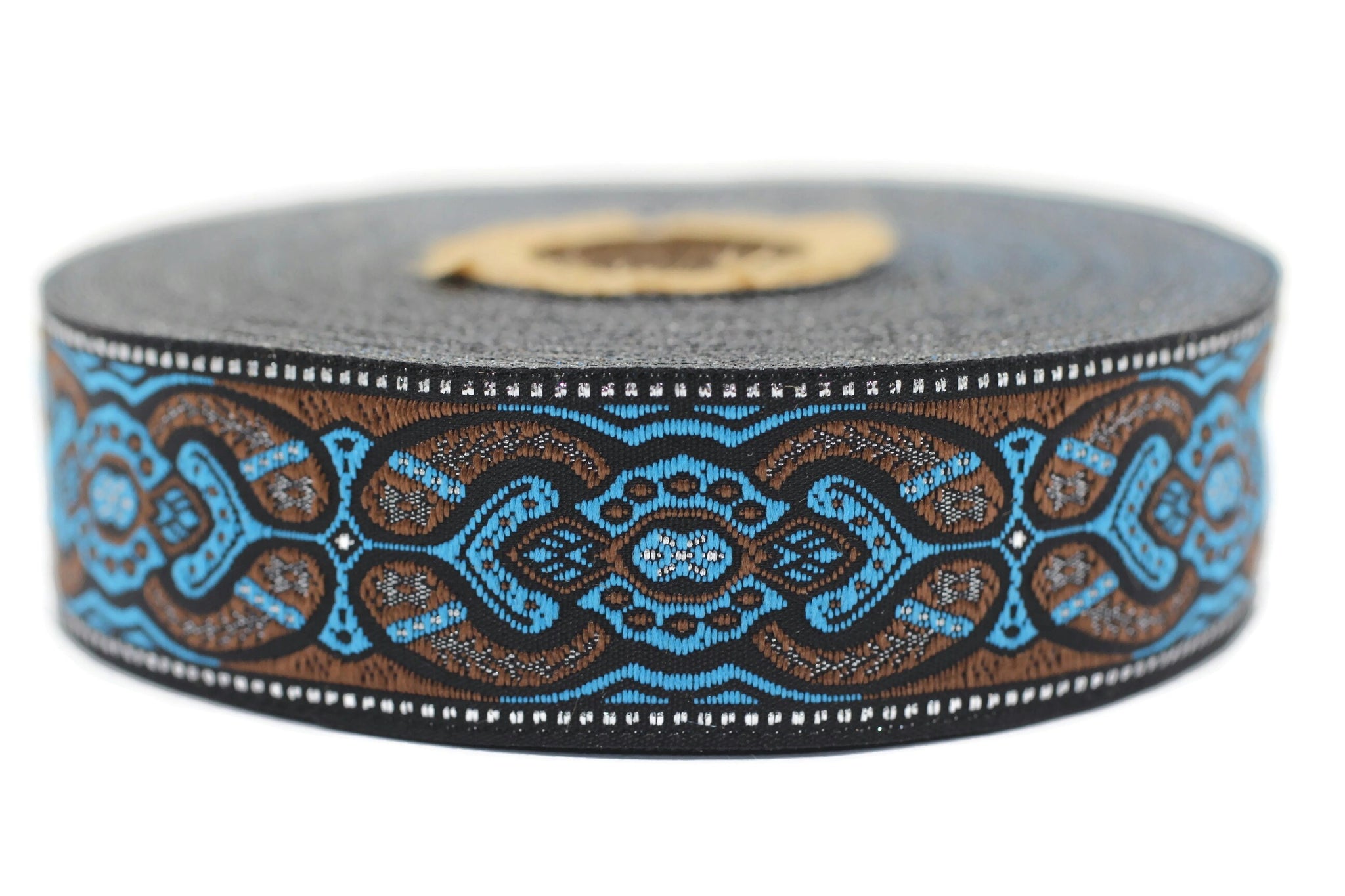 25 mm Mystic Blue jacquard Ribbons (0.98 inch) Sewing Crafts, ribbon trim, jacquard trim, craft supplies, collar supply, trim 25808